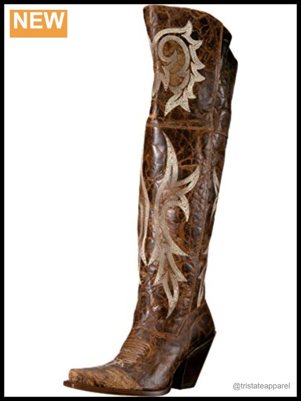 Embroidered Snip Toe Over the Knee Boots with Rhinestones, Zippered Entry,